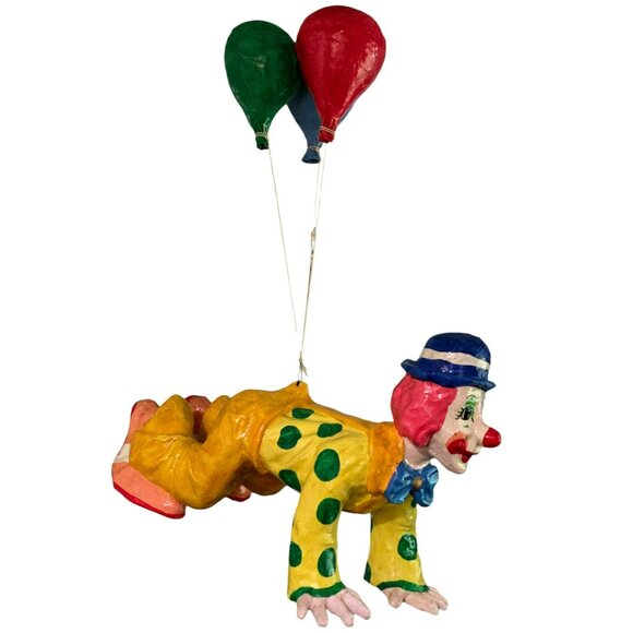 VTG Hanging Clown Balloons XL Paper Mache Kids Room Daycare Circus Decor Mexico - Picture 7 of 15